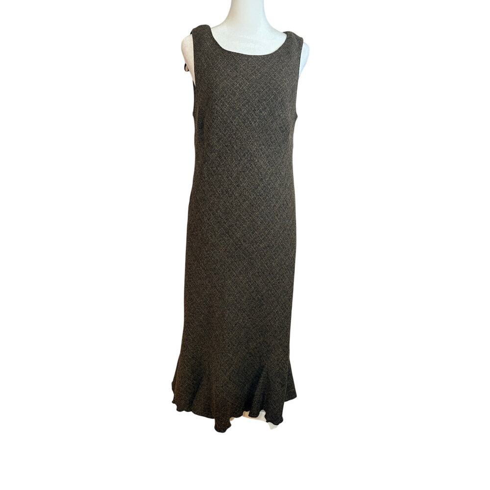 Jessica Howard women’s sleeveless textured tweed maxi dress ruffled hem.Size 14